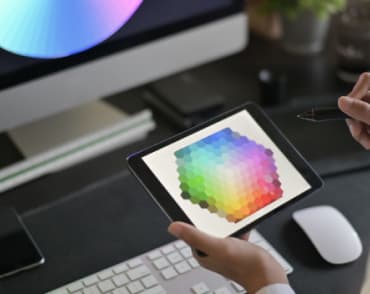 person choosing color from digital palette