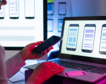 person choosing design layout for mobile app